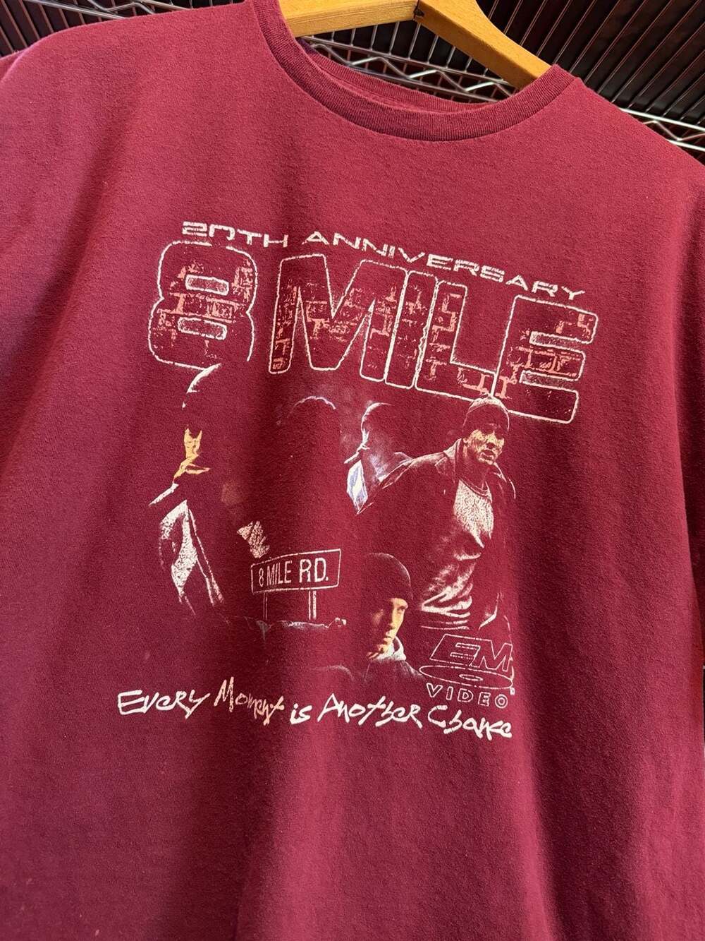 Eminem 20th Anniversary 8 Mile Every Moment is Another Chance Burgundy Graphic T - Picture 2 of 5